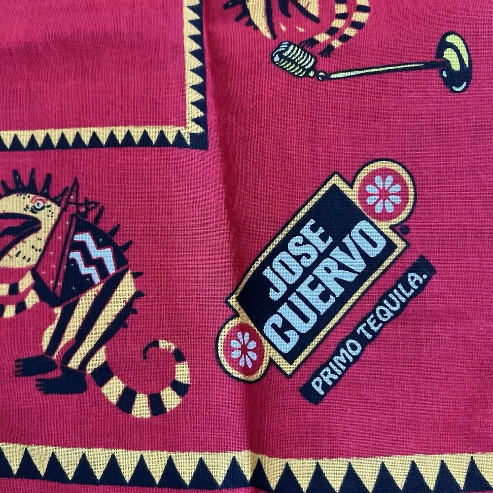 Jose Cuervo Gold Bandana 1996 Untamed Music Jam Red Vintage 21X21 NWOT Armadillo
